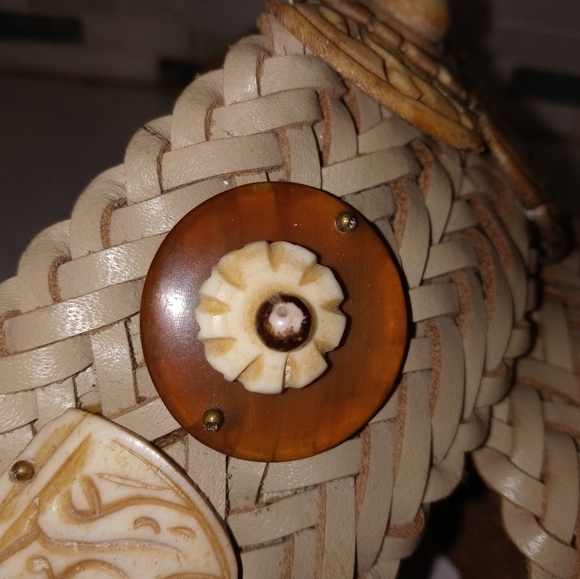 Vintage Waldorf creations Miami Woven Leather Belt w Inca Accent detailing - Picture 8 of 10